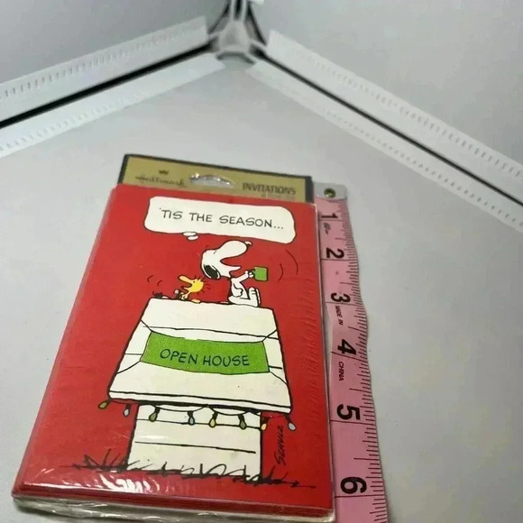 Vintage Sealed SNOOPY & WOODSTOCK Christmas Open House Invitations, 8 Count - Picture 3 of 3